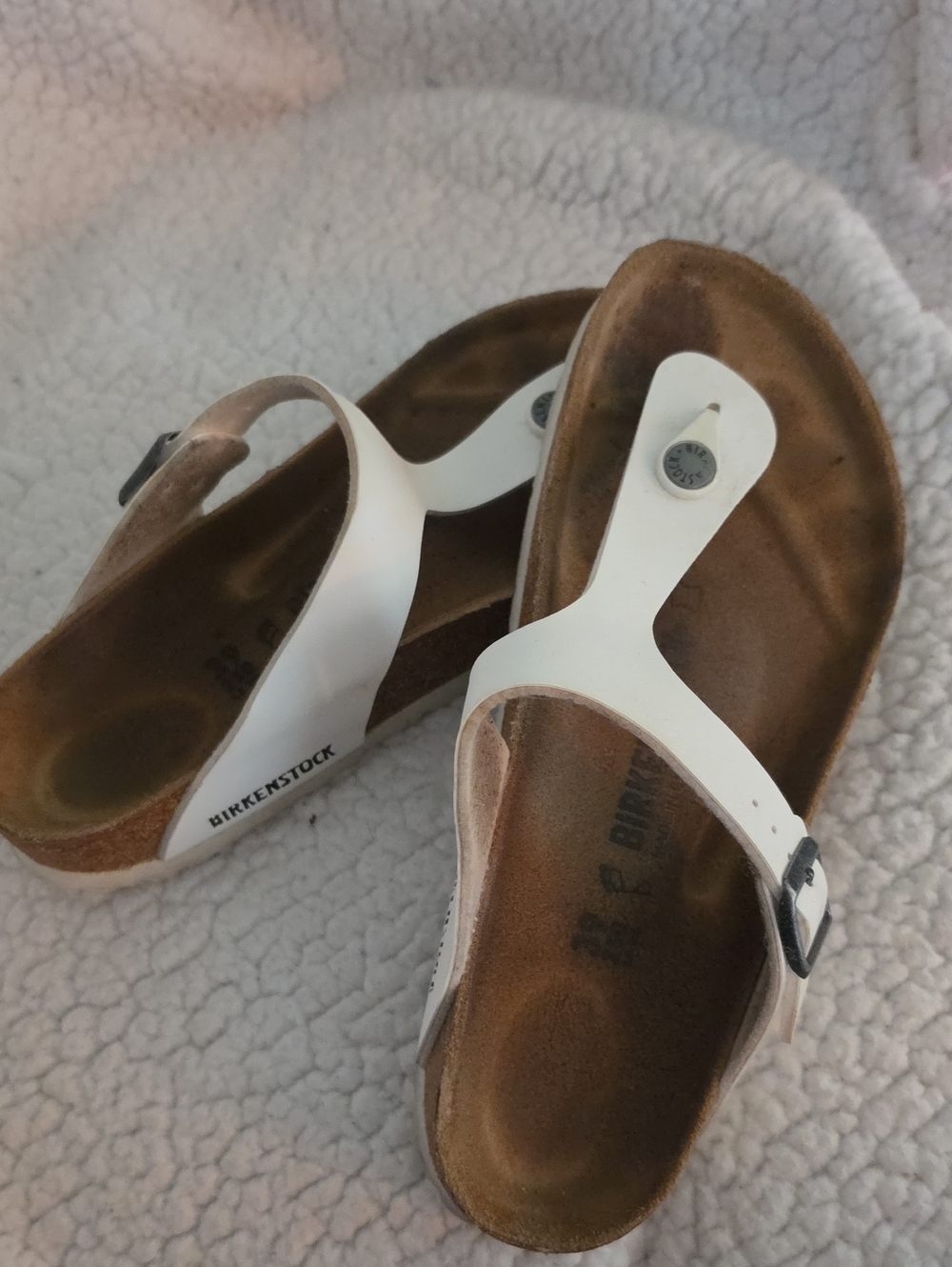 Birkenstock Women’s White Thong Sandals with Cork Footbed